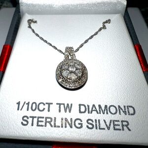Sterling Silver with Diamond Accents Necklace NWT